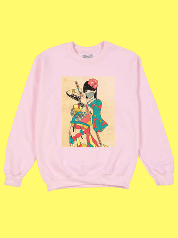 Masked samurai woman anime sweatshirt.
