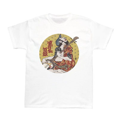 Hip shamisen ukiyo-e graphic t-shirt.