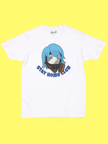 Stay home club anime graphic t-shirt.