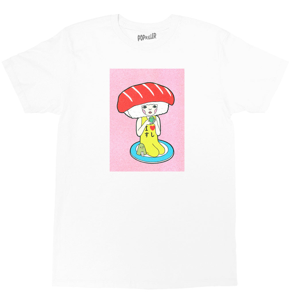 Kawaii sushi character t-shirt.