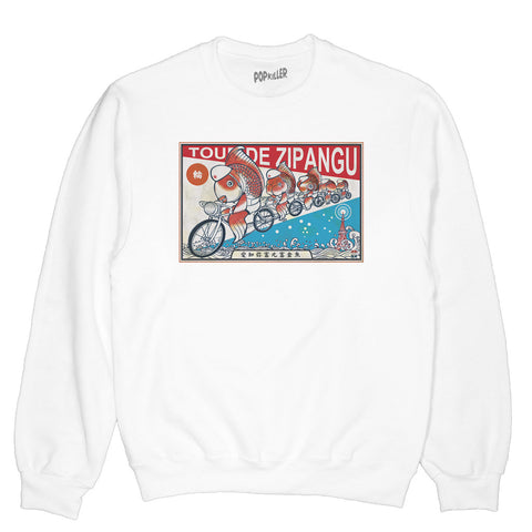 Koi fish Kraftwerk parody sweater.
