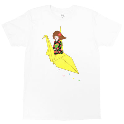 Tsuruhime origami crane graphic t-shirt.
