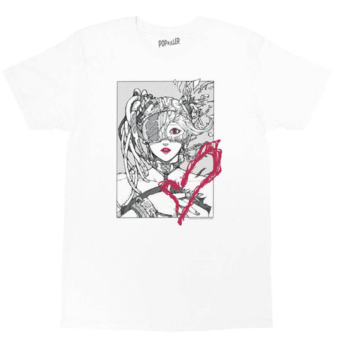 Cyberpunk robot girl graphic t-shirt.