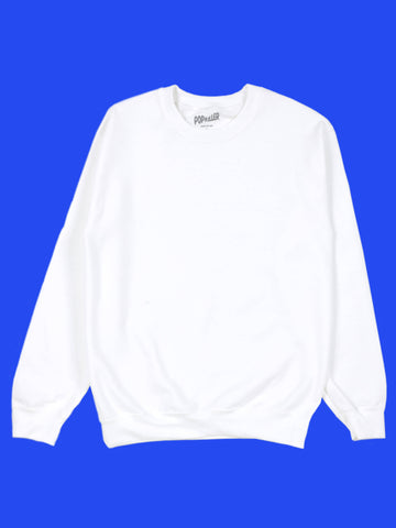 Popkiller custom printed white sweatshirt.