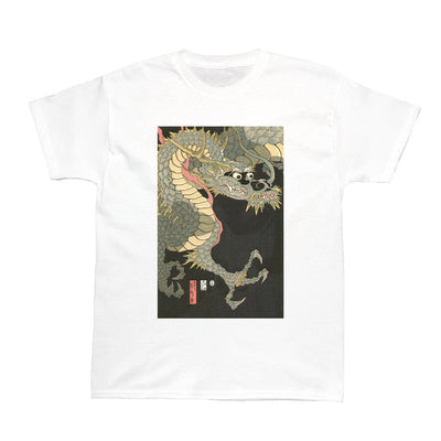 White Japanese Ukiyoe Sadashige Dragon Women's T-shirt