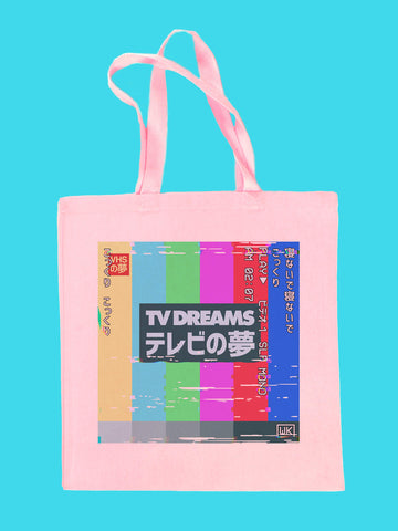 VHS tape cassette home videos throwback vaporwave aesthetic pink tote bag.