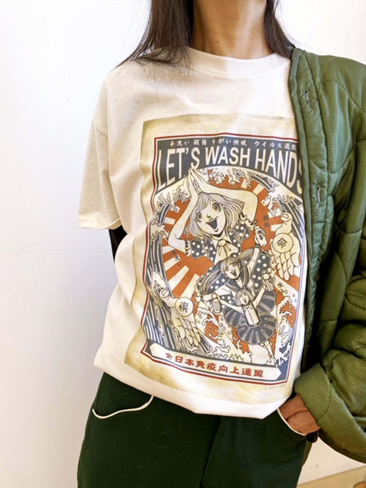 Wash your hands graphic tee by Japanese artist Anraku.