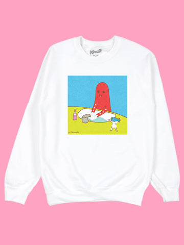 Cute octopus and fish cartoon sweater.