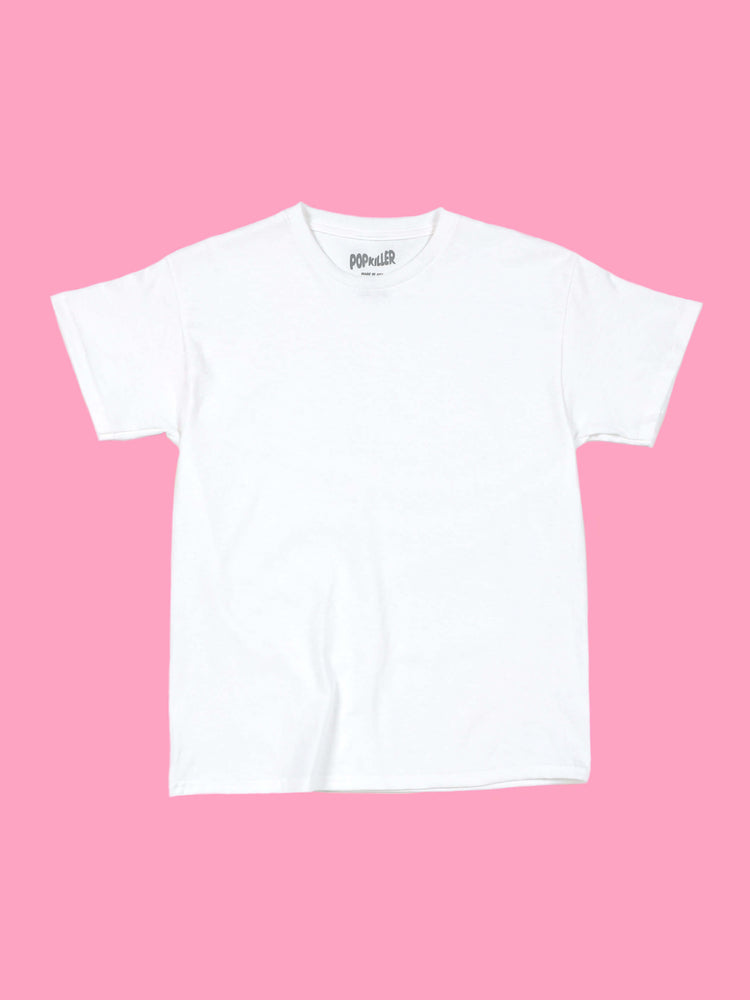 Popkiller custom printed white women's t-shirt.