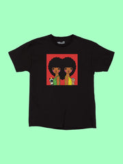 Afro heart kawaii graphic t-shirt.